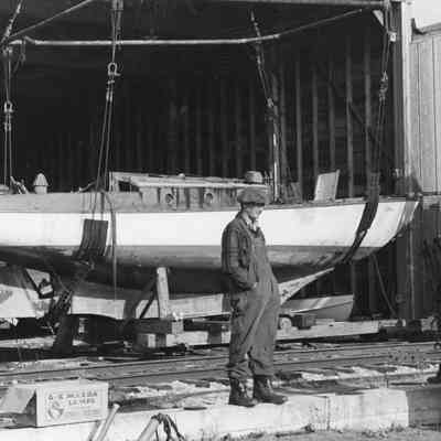 small vessel in crane hoist