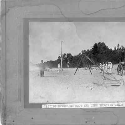 Testing breech-es-buoy and Lyle gun