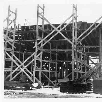 Badger in scaffolding November 1, 1951