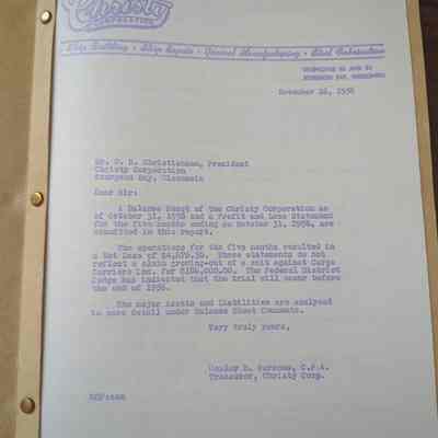Christy Corp Fove Month Profit Ledger 1956