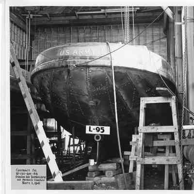 Distribution Box Boat L-95 under construction at Sturgeon Bay Shipbuilding and Dry Dock Co. September 1, 1941