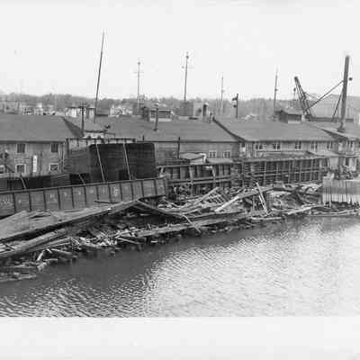 Reading Railroad cars tipped over at Christy Corp