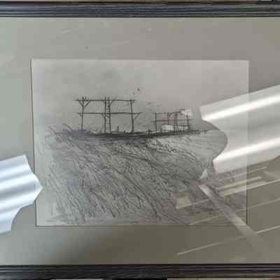 Framed drawing "Boat Hoist'"