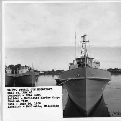 PGM-43 bow view docked in Marinette, Wisconsin, on July 16, 1959