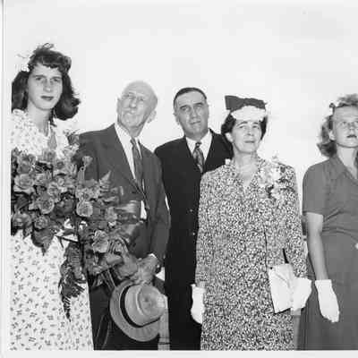 Miss Joan Burgess with five people at PC-1175 christening