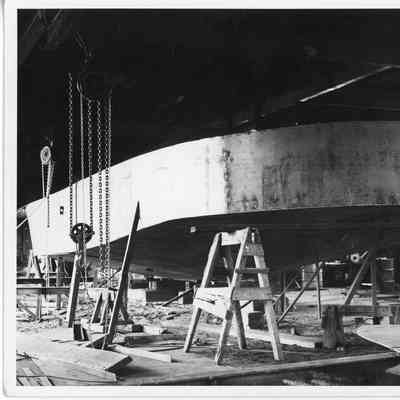 Portion of a hull inside a building at SBSB&DD Co.