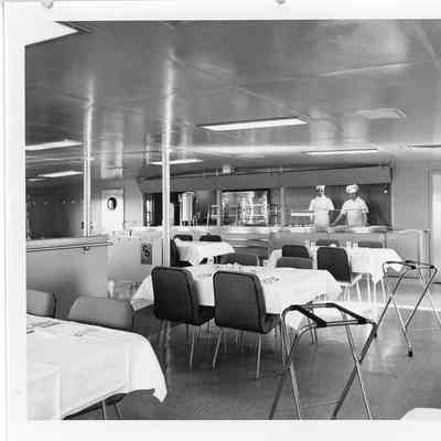 Two chefs in Spartan dining room October 15, 1952