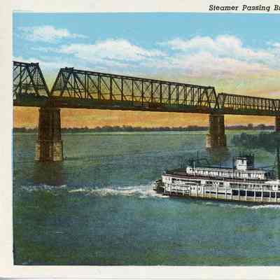 Steamer passing bridge over Ohio River 1951