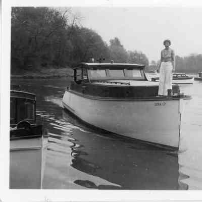 Woman standing on bow of Gerrymac II