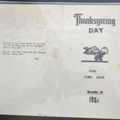 Ashland Thanksgiving Day Menu