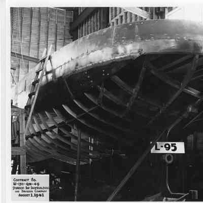 Distribution Box Boat L-95 under construction at Sturgeon Bay Shipbuilding and Dry Dock Co. August 1, 1941