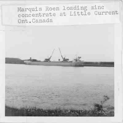 Marquis Roen loading zinc concentrate at little current Ontario Canada 1970