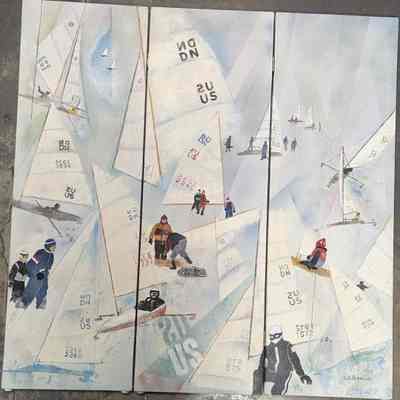 Ice Boating Oil Painting