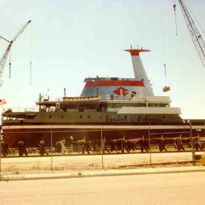 Edward L. Ryerson in graving dock at Bay Shipbuilding 1990