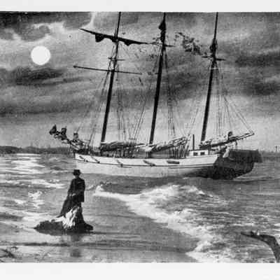 Drawing of Door County schooner on shore