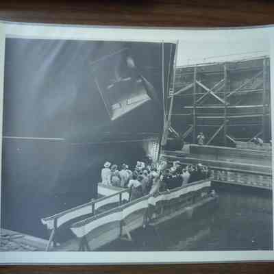 Badger christening with people on launching platform