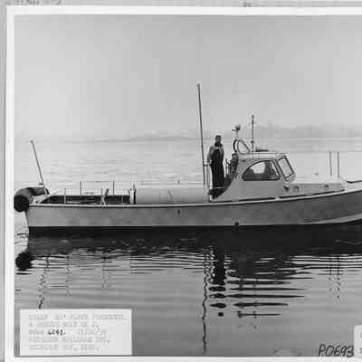 MK-2 40' plane personnel and rescue boat in water on November 26, 1959
