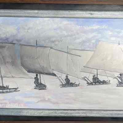 Washington Island Ice Sailing Framed Painting