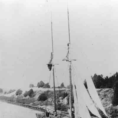 Schooner James Hall going through the Sturgeon Bay Ship Canal