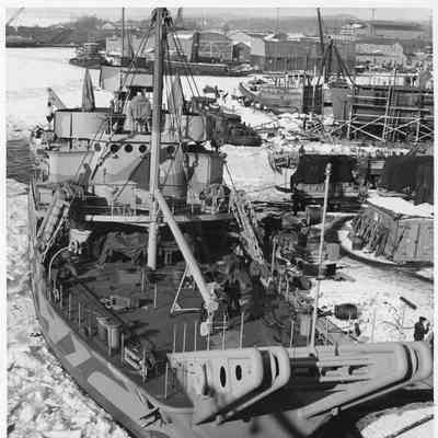 Unidentified vessel breaking ice