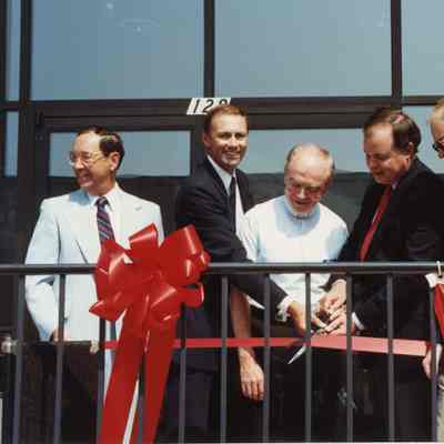 Palmer Johnson ribbon cutting at front door of new location 7/22/1987
