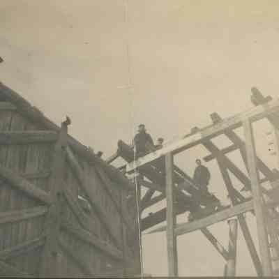 Workers on quarry trestle