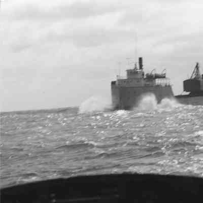 Maitland in heavy seas on Lake Michigan 1974