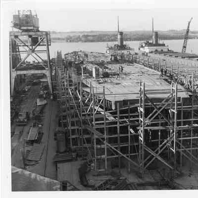 Badger surrounded by scaffolding December 1, 1951