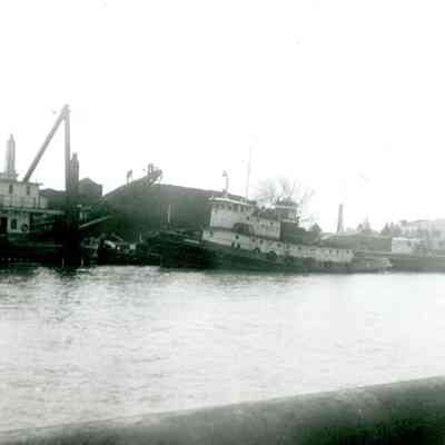 Dredge Kewaunee and tugs Two Rivers and Ludington at Two Rivers 1967