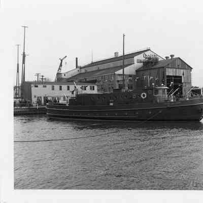 Victor L. Schlaeger in water post-launching at Christy Corp 1949