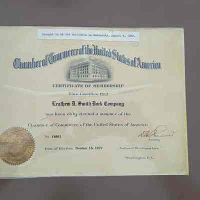 Leathem D. Smith Dock Co. Certificate