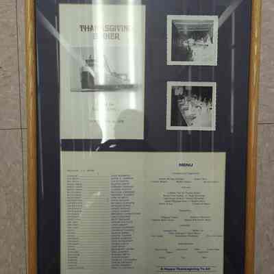 Framed thanksgiving menu from the J.L. Reiss