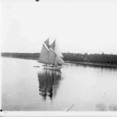 unidentified two masted schooner in water