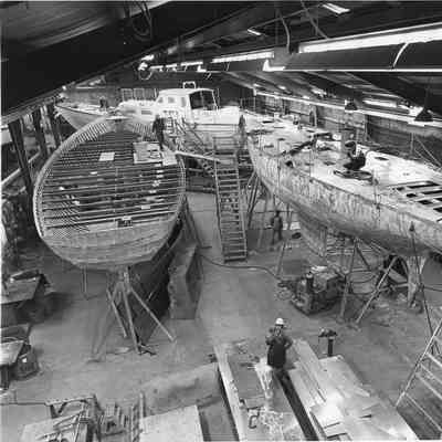 Three yachts under construction at Palmer Johnson