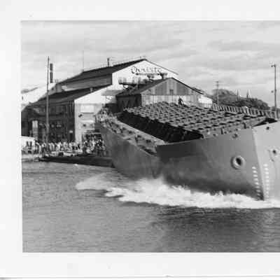Unidentified vessel being launched at Christy Corp