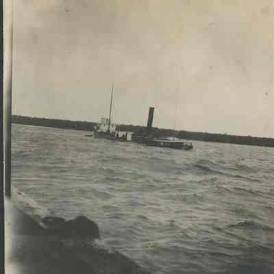 Freighter riding low in water