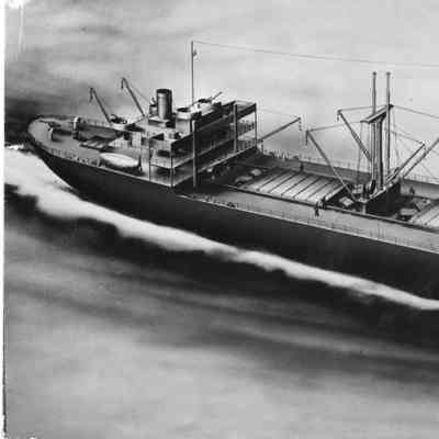 Artist's conception of finished 4,000 ton ocean cargo vessel