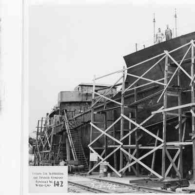 Sturgeon Bay Shipbuilding and Drydock Company hull 133 in scaffolding July 1, 1942