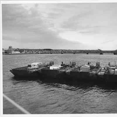 Four PBI Larcs lined up on east side of Sturgeon Bay
