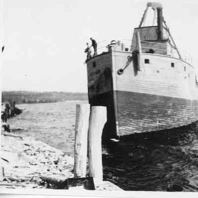 Towboat and freighter at Little Sturgeon Bay