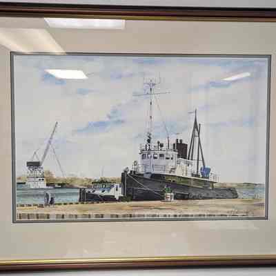 West Side Tugs Watercolor Painting