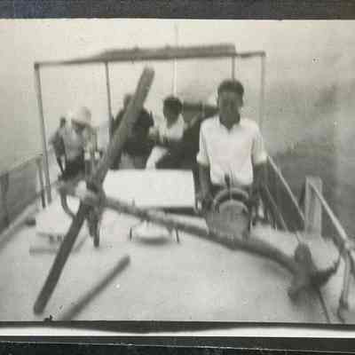 Buddy Kleinschmidt at wheel of Oweenee