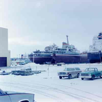 S.J. Crapo, Wilfred Sykes, Edward L. Ryerson, and Charles E. Wilson at Bay Shipbuilding 1995