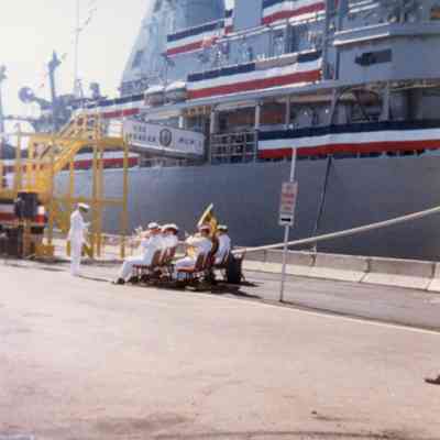 Band playing at USS Avenger christening ceremony