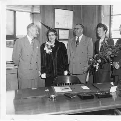 C. Ray Christianson with Spartan christening party in office September 6, 1952