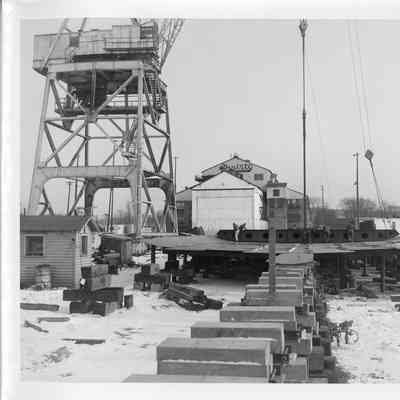 Hull of Spartan under construction January 15, 1951