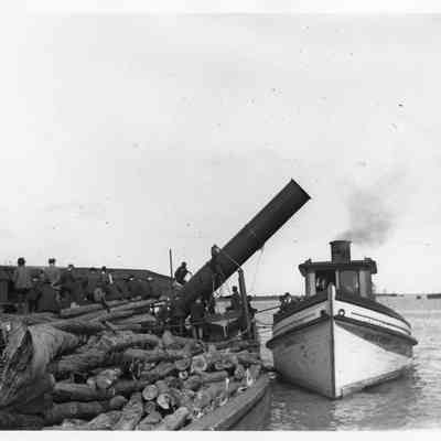 Barge with logs and tug George Nelson of L&SY.&W. Co,