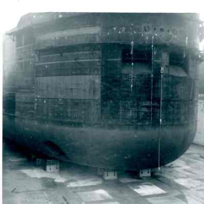 Bow of Lewis Wilson Foy at Bay Shipbuilding 1977