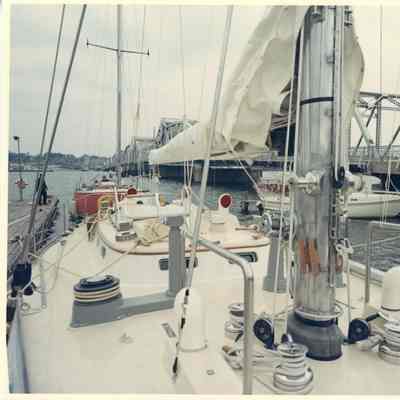 Deck of Yankee Girl docked at Palmer Johnson
