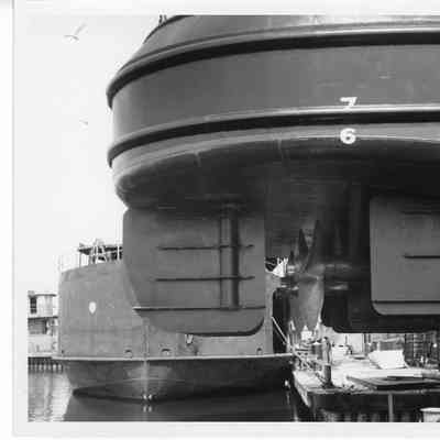 Rudder and three blade propeller